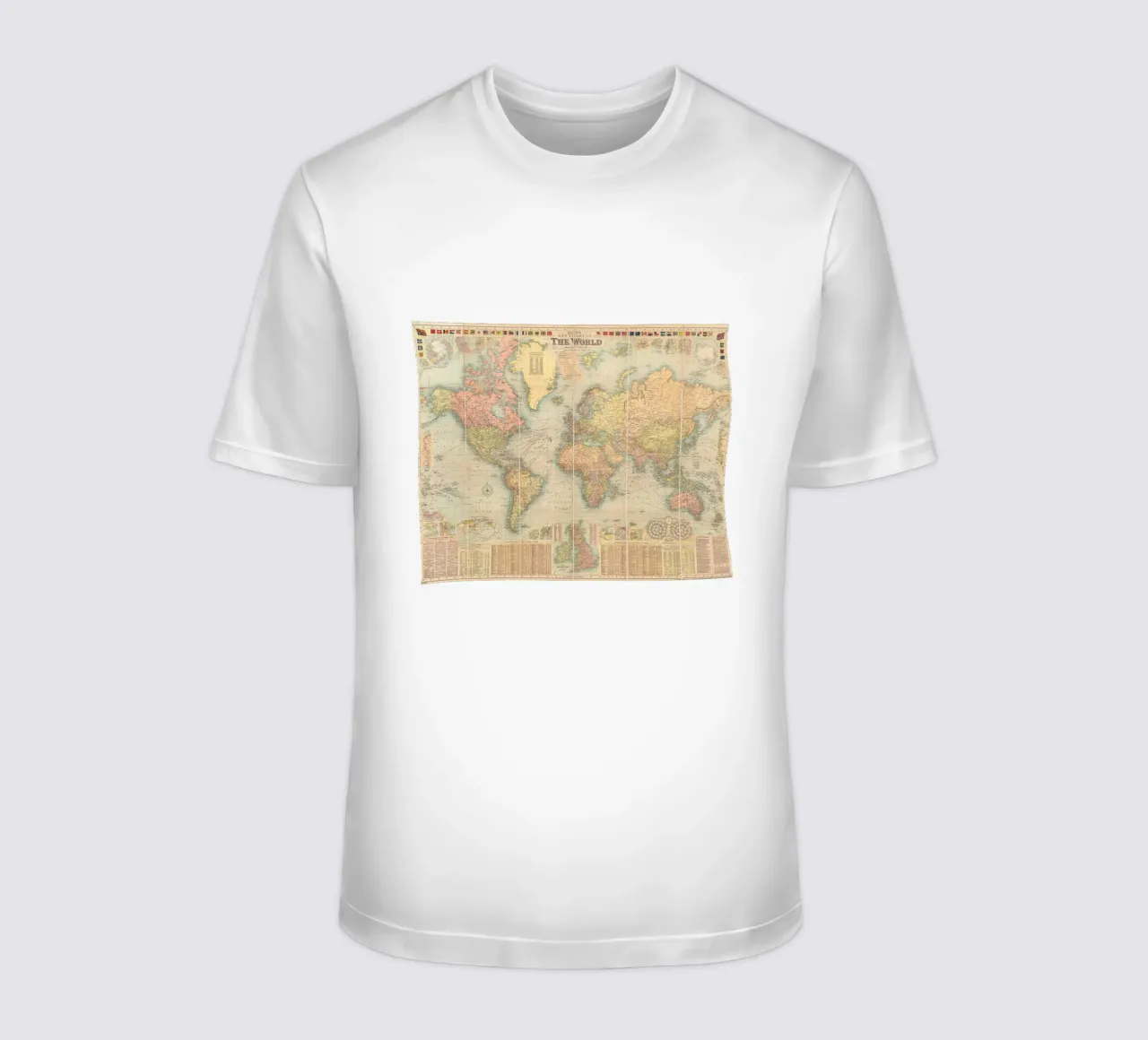 Bacon's world map created by G.W. Bacon in 1906. t-shirt by 100 Historical Maps