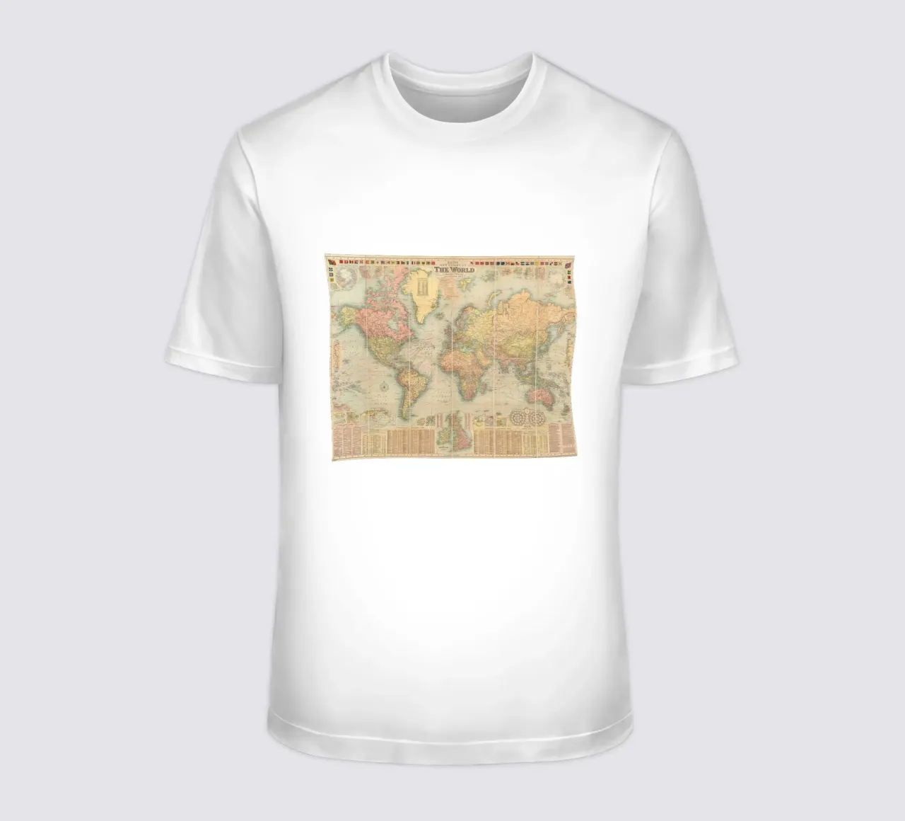Bacon's world map created by G.W. Bacon in 1906. t-shirt by 100 Historical Maps