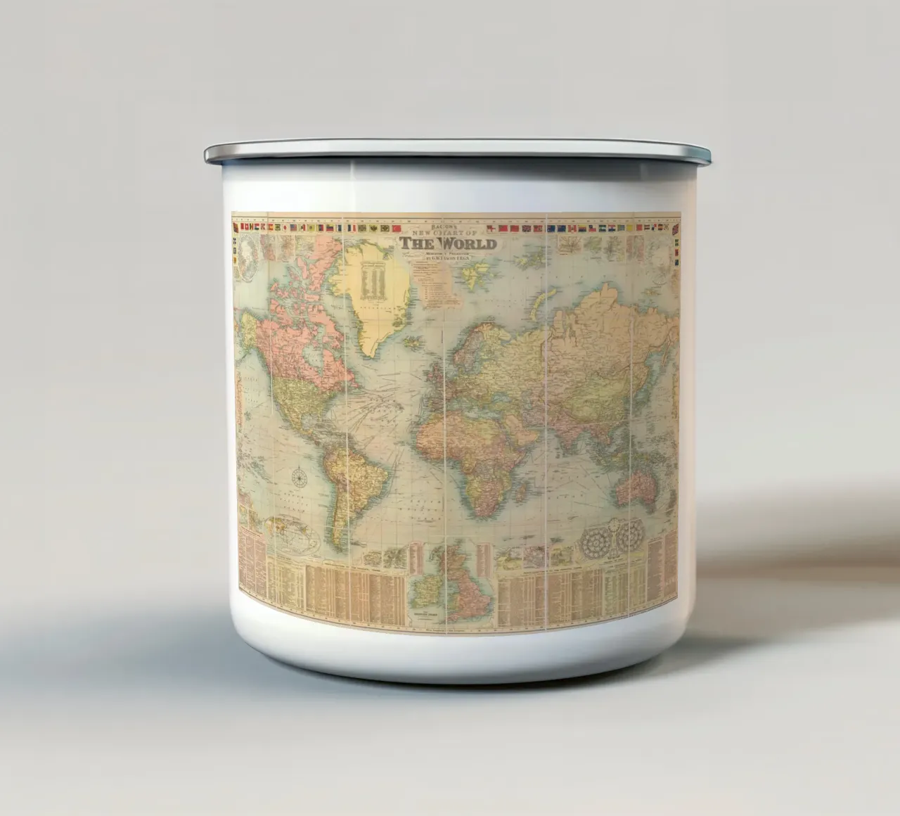 Mappa del mondo di Bacon creata da G.W. Bacon nel 1906. tazza in smalto da 100 Historical Maps