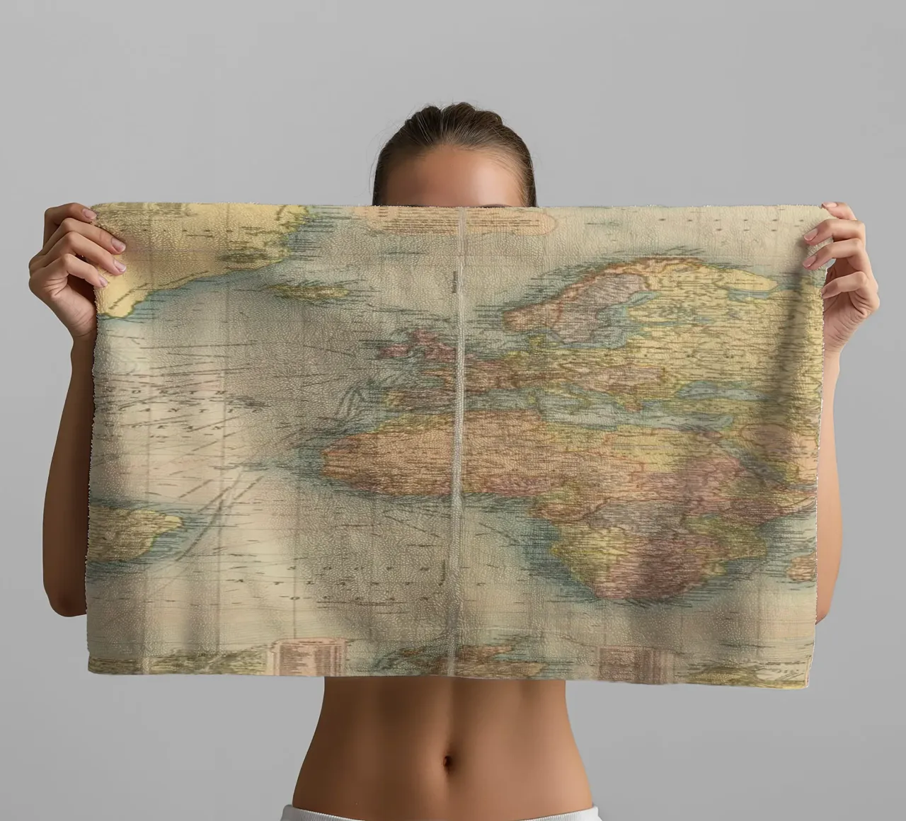 Bacon's world map created by G.W. Bacon in 1906. towel by 100 Historical Maps