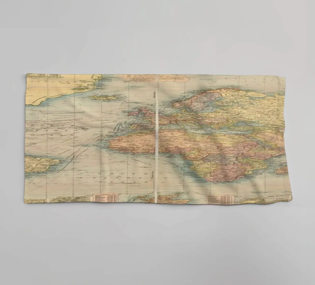 Bacon's world map created by G.W. Bacon in 1906. towel by 100 Historical Maps