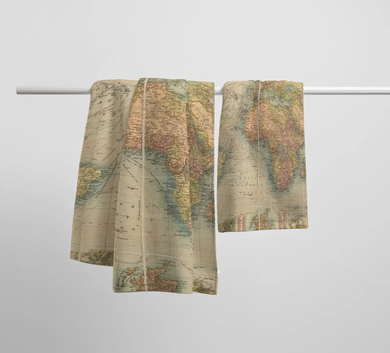 Bacon's world map created by G.W. Bacon in 1906. towel by 100 Historical Maps