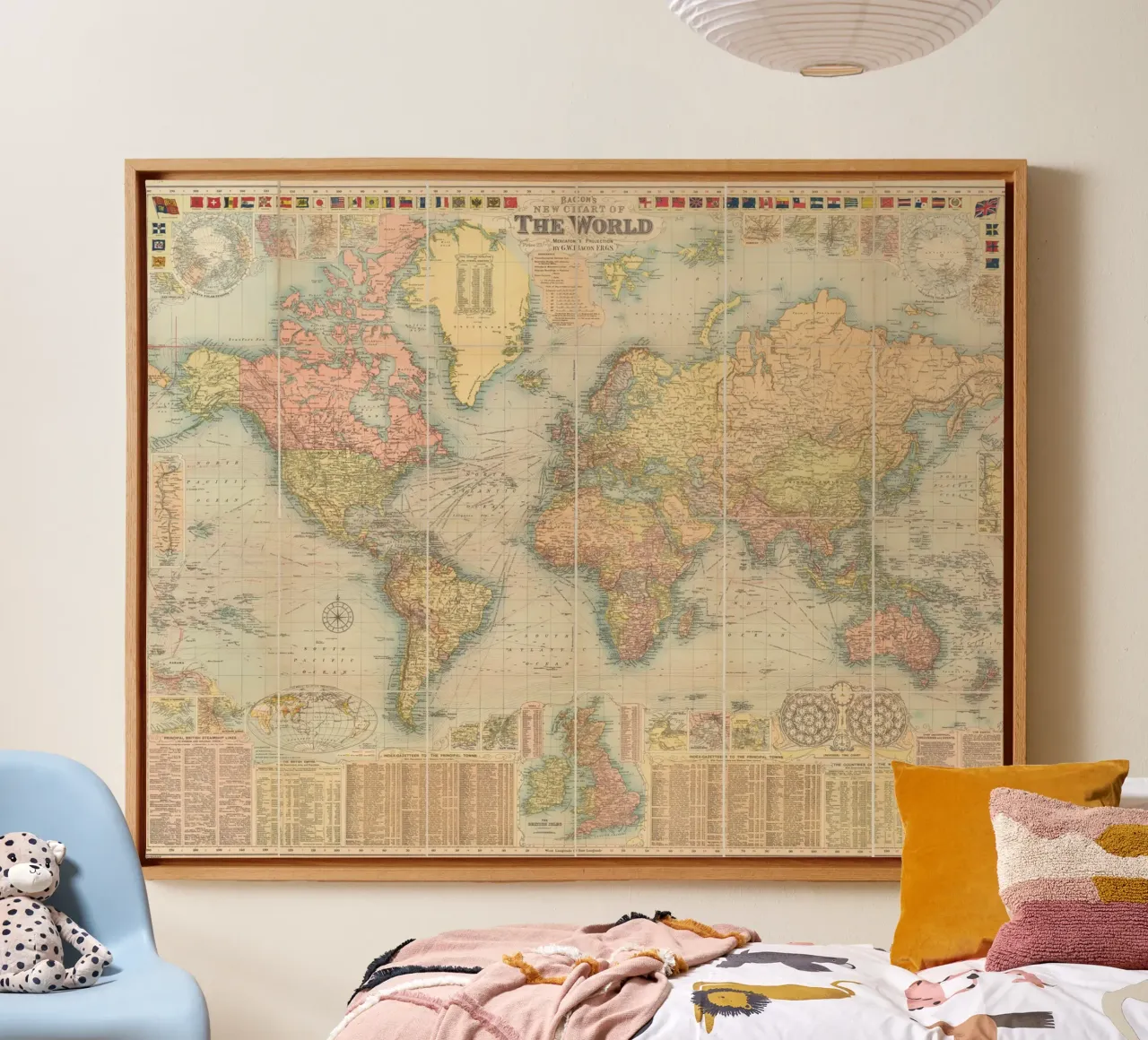 Bacon's world map created by G.W. Bacon in 1906. canvas by 100 Historical Maps