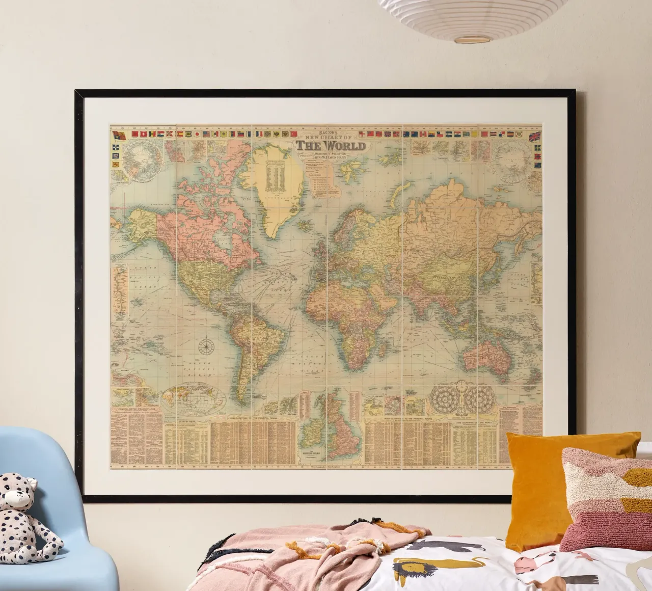 Bacon's world map created by G.W. Bacon in 1906. hahnemühle by 100 Historical Maps