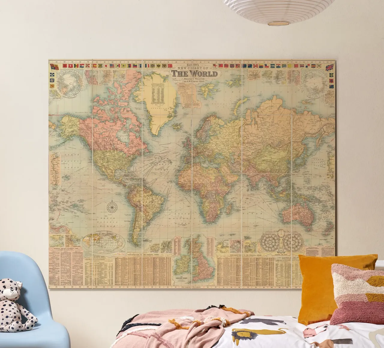 Bacon's world map created by G.W. Bacon in 1906. hahnemühle by 100 Historical Maps