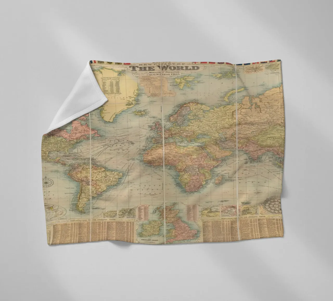 Bacon's world map created by G.W. Bacon in 1906. fleece blanket by 100 Historical Maps