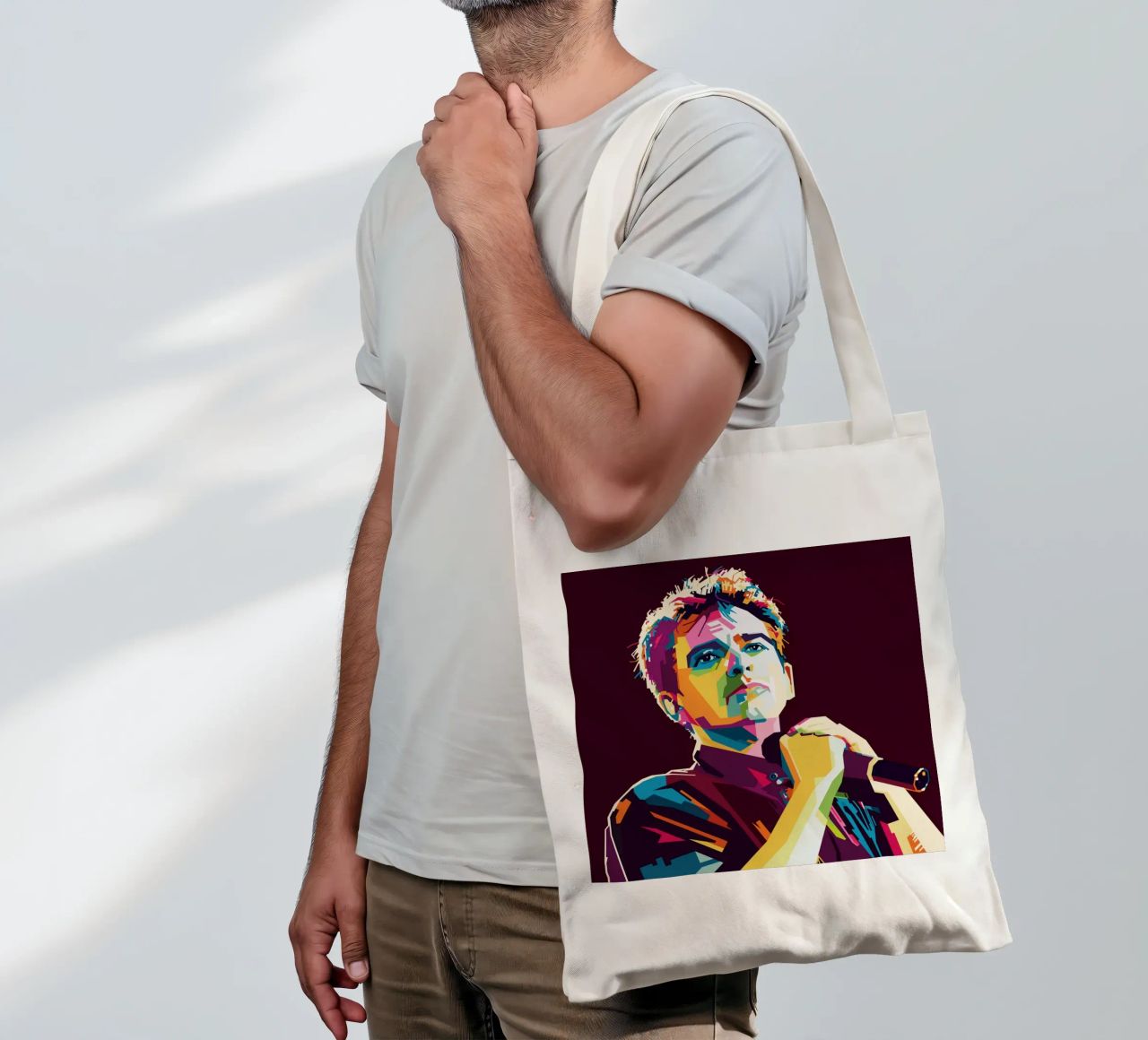 Peter Gabriel WPAP Popart borsa in juta da KP Artwork
