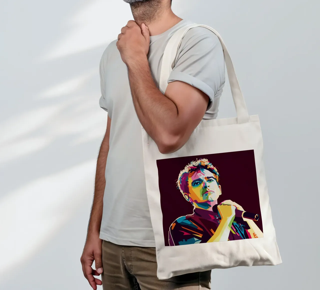 Peter Gabriel WPAP Popart borsa in juta da KP Artwork