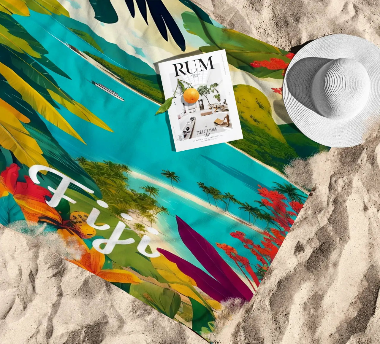 Fiji Tropical Paradise Scene telo mare da Charnwood Prints