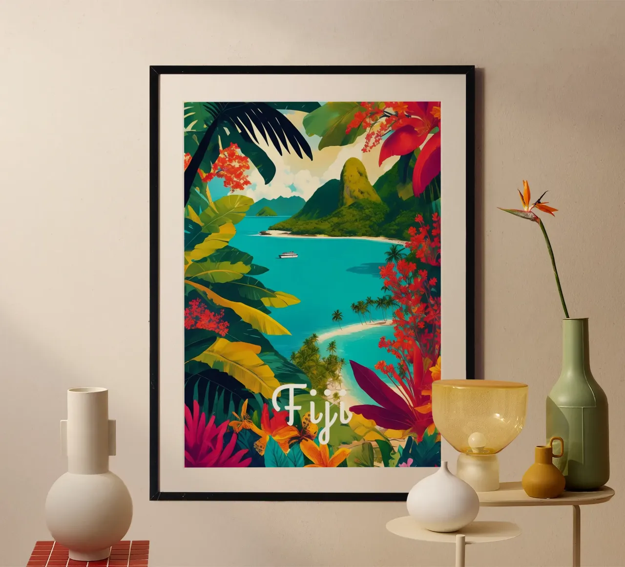 Fiji Tropical Paradise Scene carta hahnemühle da Charnwood Prints