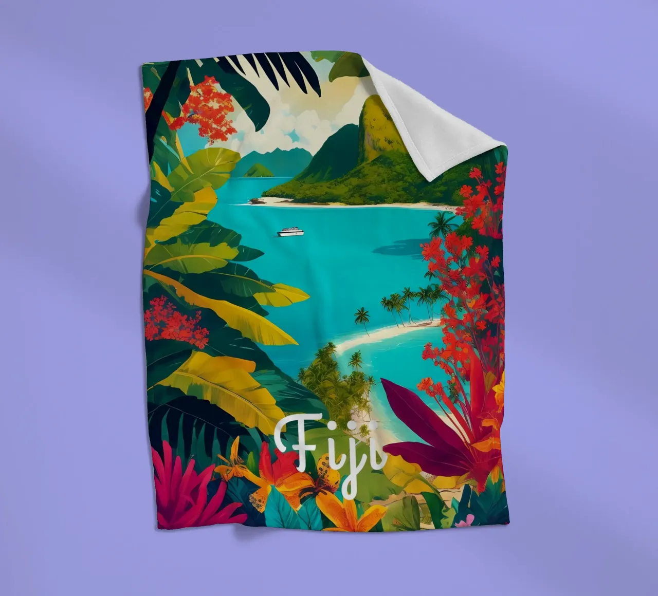 Fiji Tropical Paradise Scene coperta in pile da Charnwood Prints