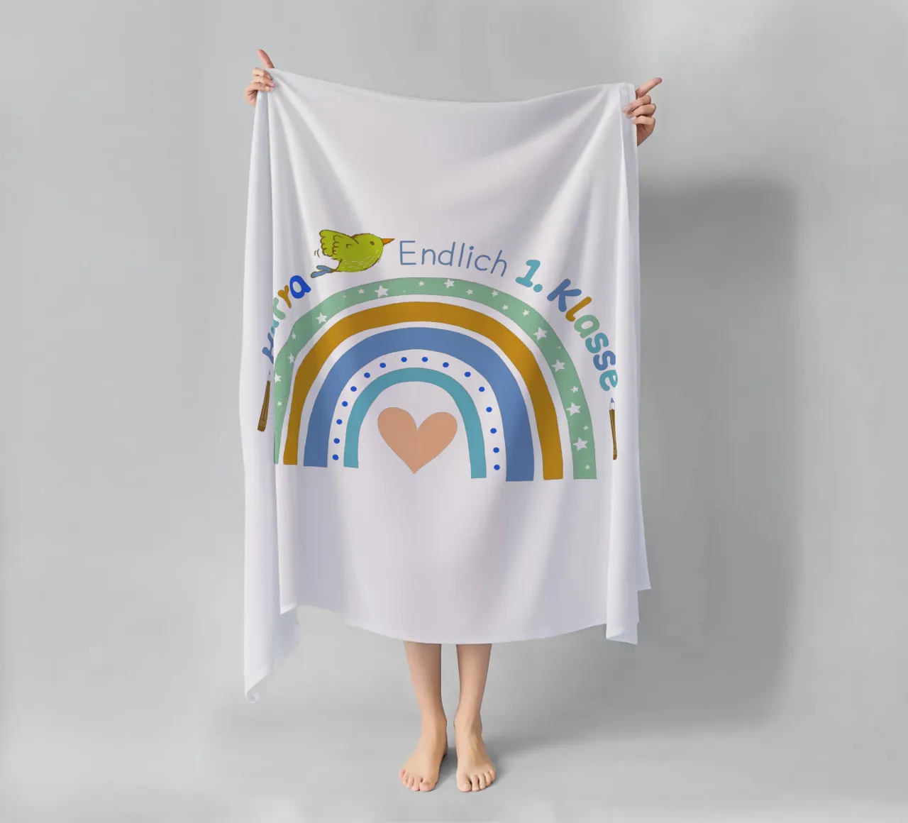 Hooray. I'm finally going to first class. beach towel by CalliLetters