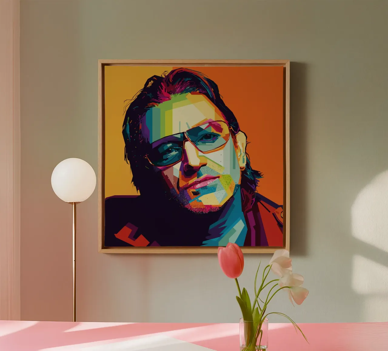 Paul David Hewson WPAP canvas met Baklijst van KP Artwork
