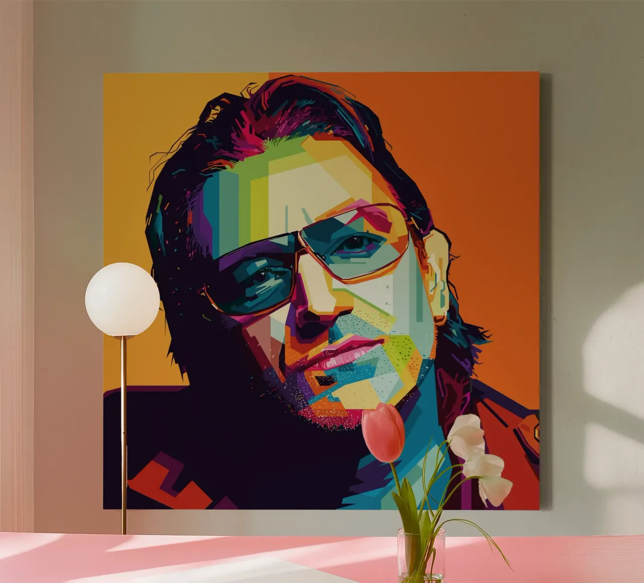 Paul David Hewson WPAP canvas met Baklijst van KP Artwork