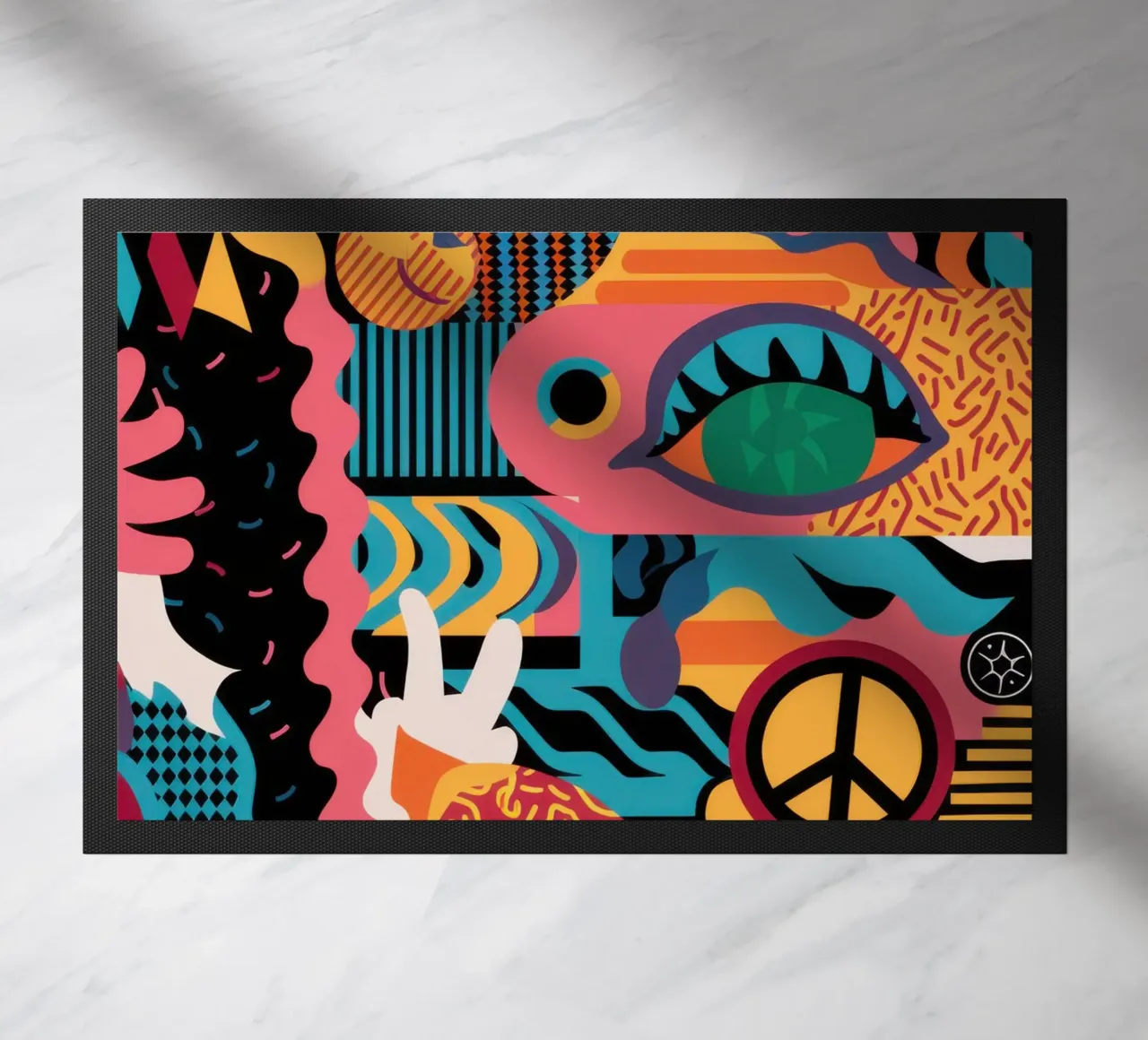 Psychedelic Peace Patterns doormat by Solace Light