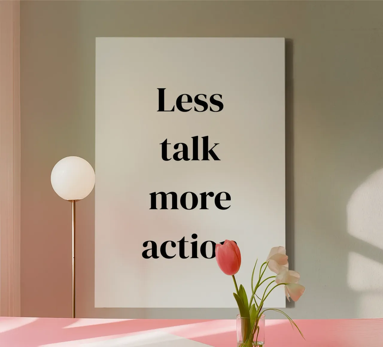 Less talk more action tela da Quotes on walls