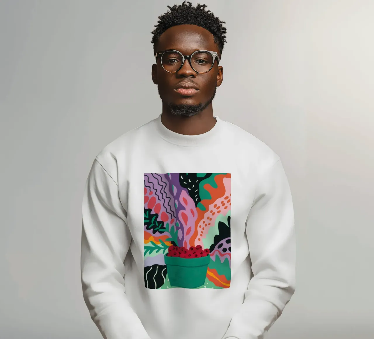 Abstraktes Erdbeerfeld Sweatshirt von Solace Light