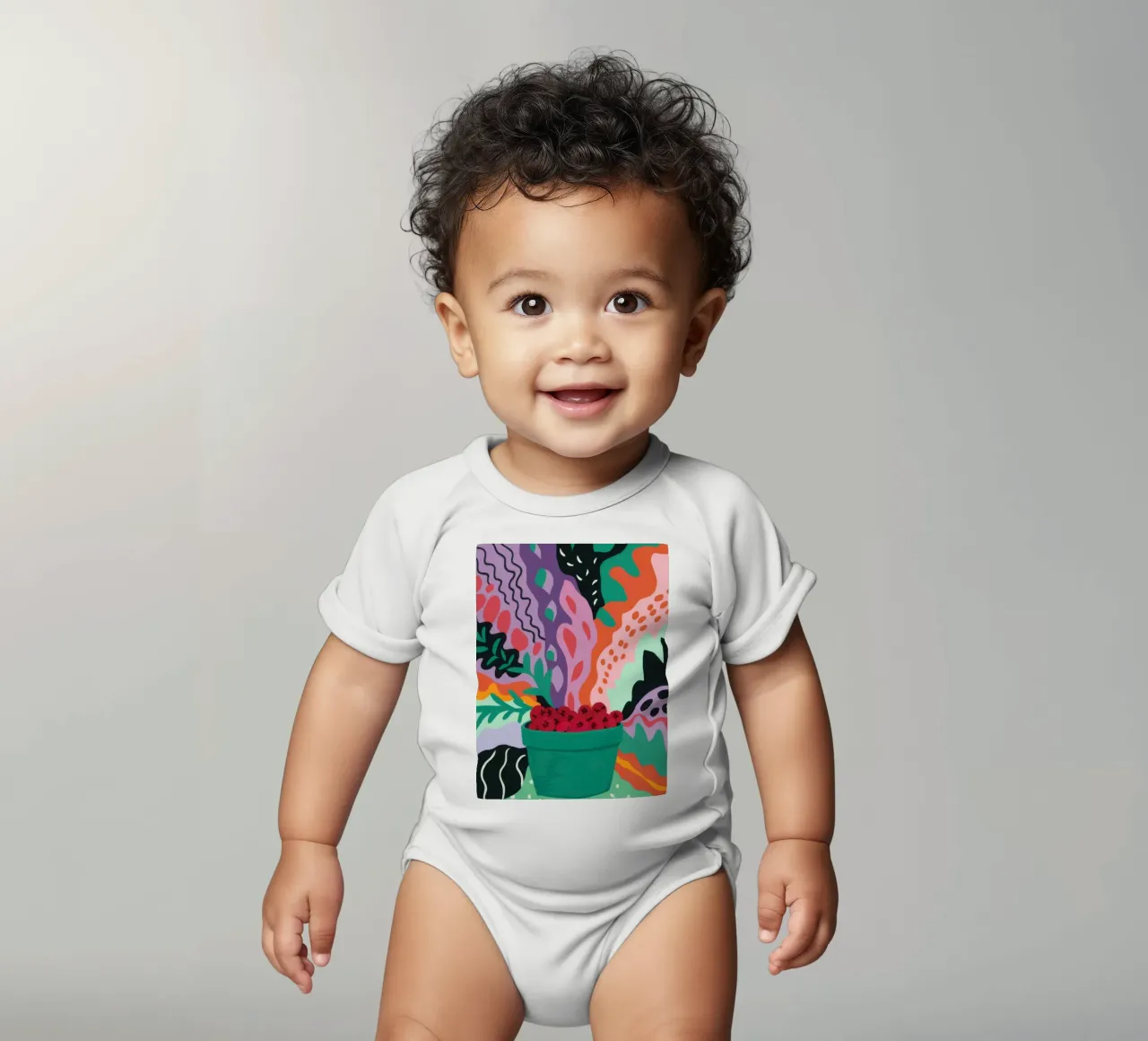 Patch di fragole astratte body neonato maniche corte da Solace Light