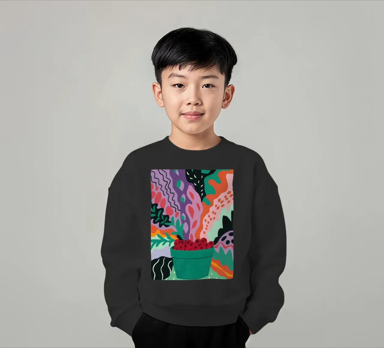 Abstraktes Erdbeerfeld Kinder Sweatshirt von Solace Light