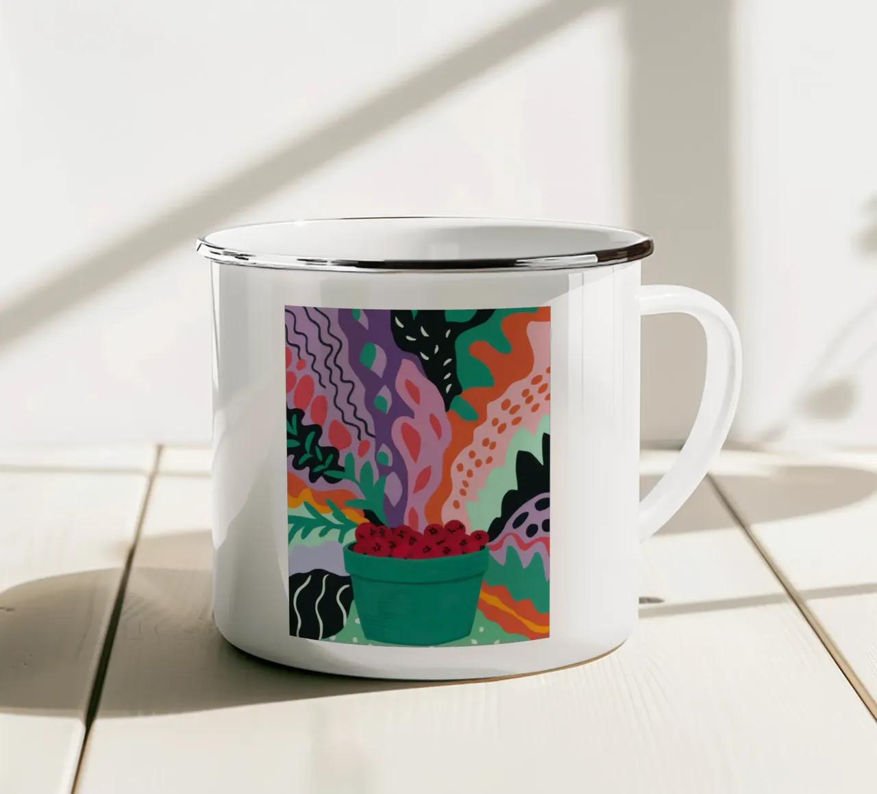 Patch di fragole astratte tazza in smalto da Solace Light