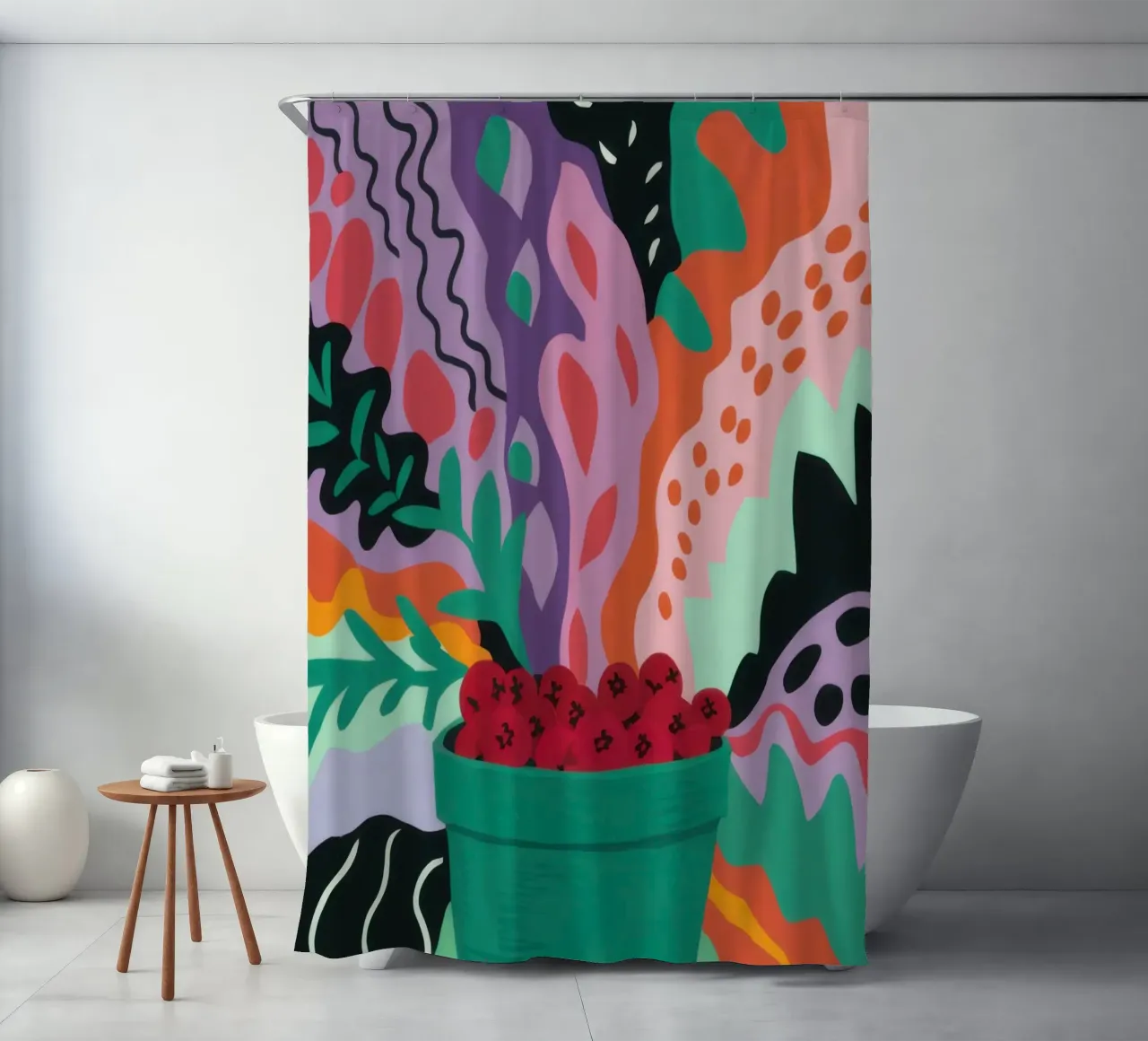 Patch di fragole astratte tenda da doccia da Solace Light