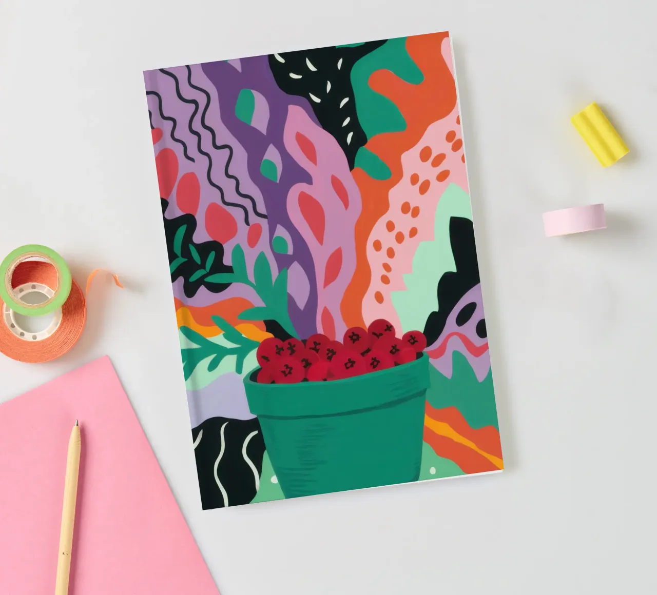 Abstract Strawberry Patch notebook by Solace Light
