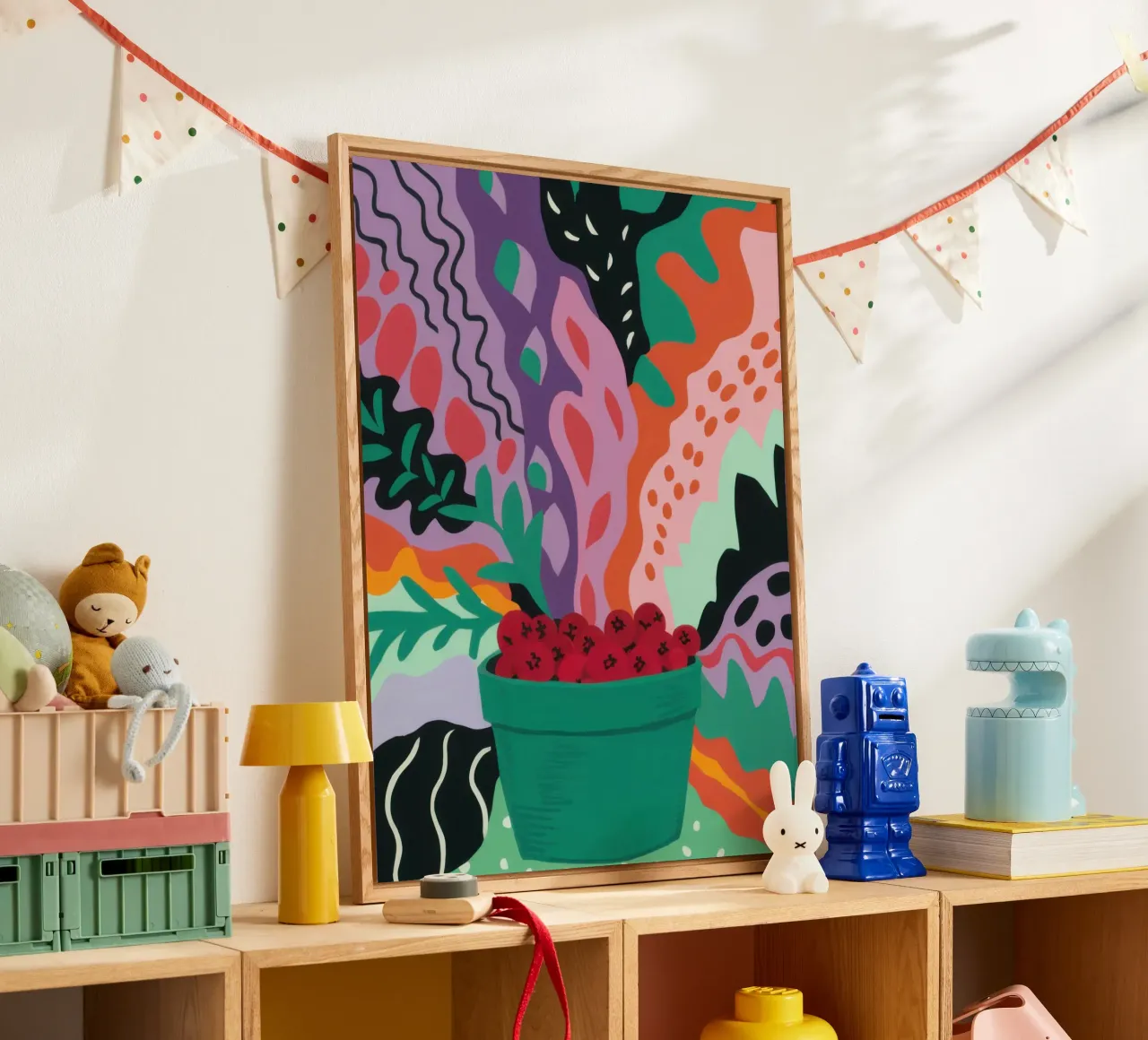 Abstraktes Erdbeerfeld Acryl-Glas von Solace Light