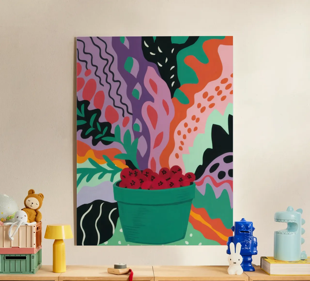 Abstraktes Erdbeerfeld Acryl-Glas von Solace Light