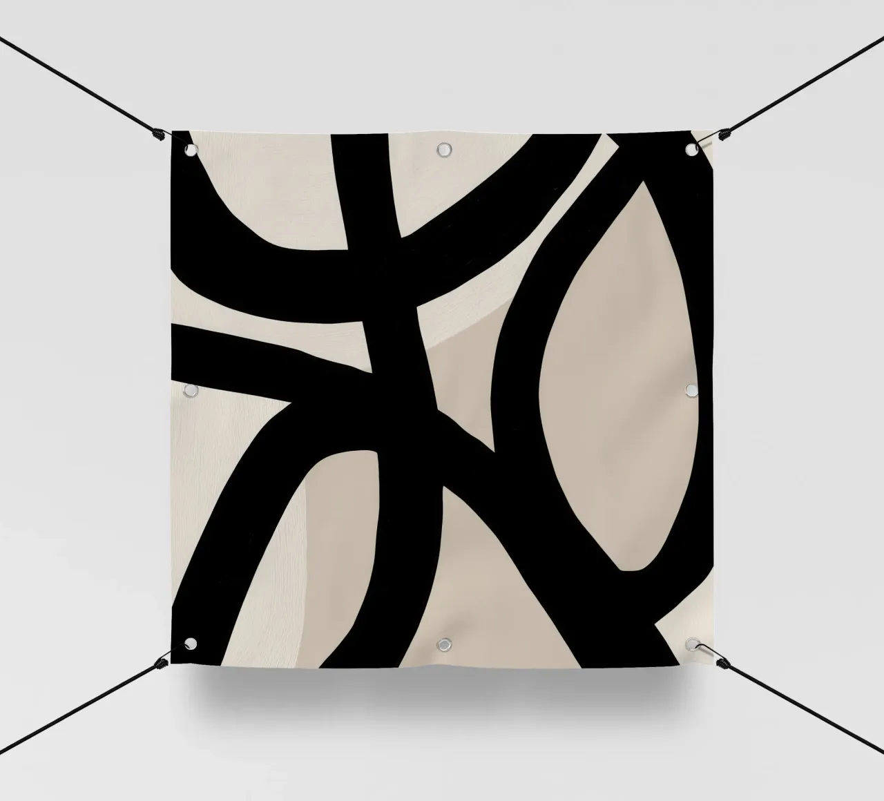 Collisione | Geometria gestuale in bianco e nero telo in pvc da Autofocus