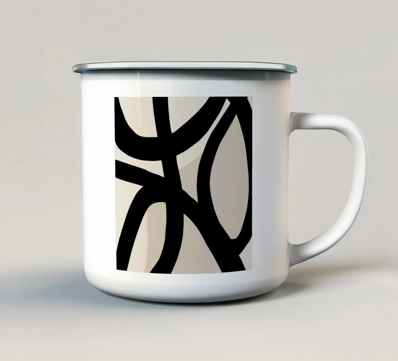 Collisione | Geometria gestuale in bianco e nero tazza in smalto da Autofocus