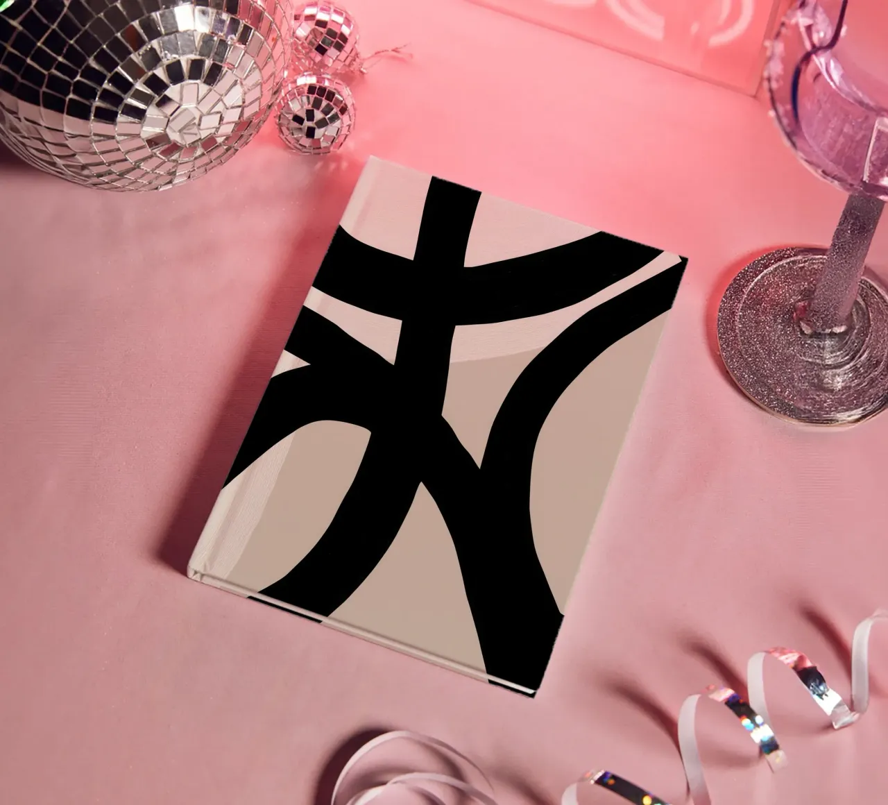 Collision | Gestural line geometry in black and white notebook by Autofocus