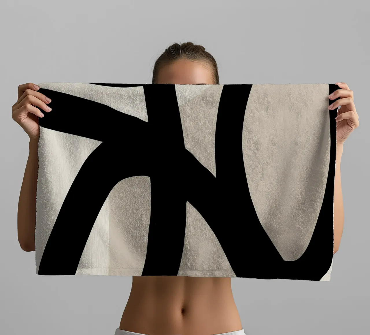 Collision | Gestural line geometry in black and white towel by Autofocus