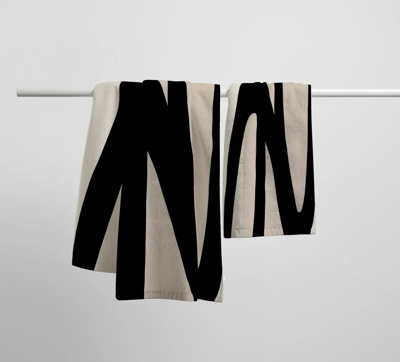 Collision | Gestural line geometry in black and white towel by Autofocus