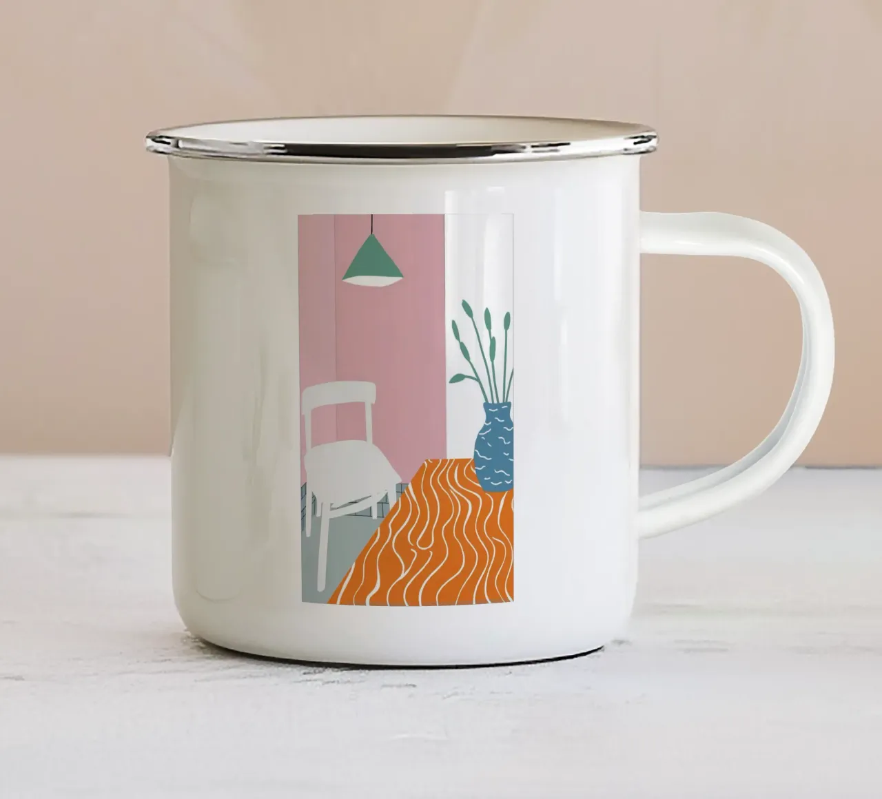 Interni minimalisti e calmi tazza in smalto da Solace Light