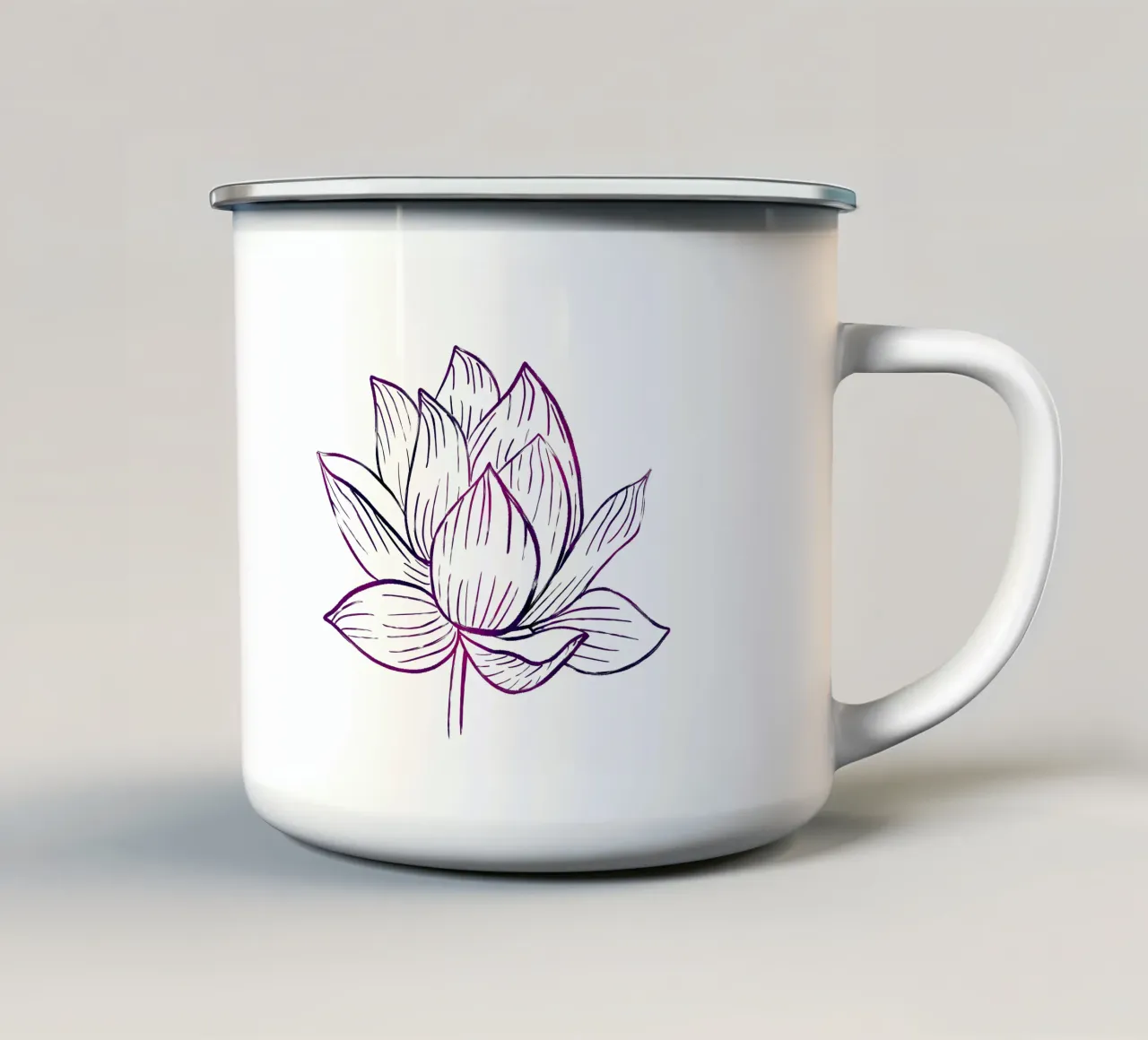Zen Lotus in viola scuro tazza in smalto da Petra Lang - Floral Art