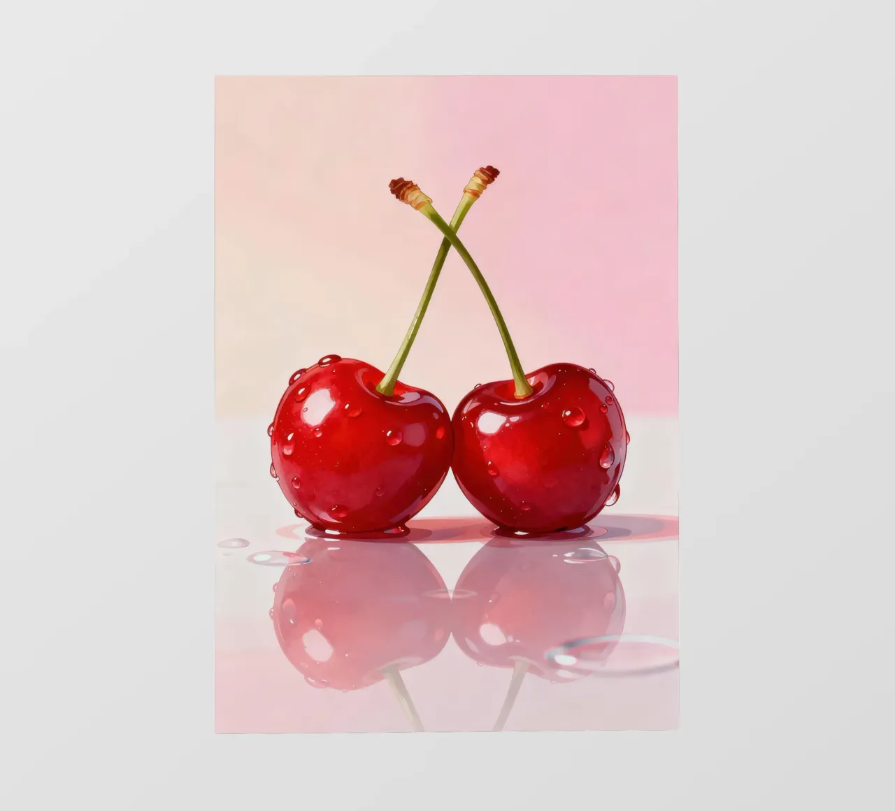 Cherry Art Print, Glossy Red Pop pellicola backlit da EverLuvv Studio