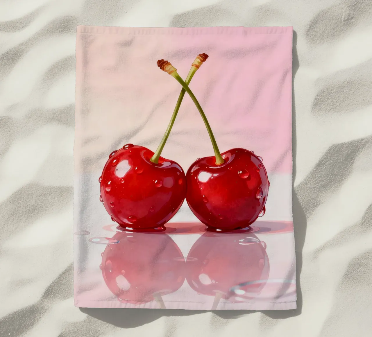 Cherry Art Print, Glossy Red Pop telo mare da EverLuvv Studio