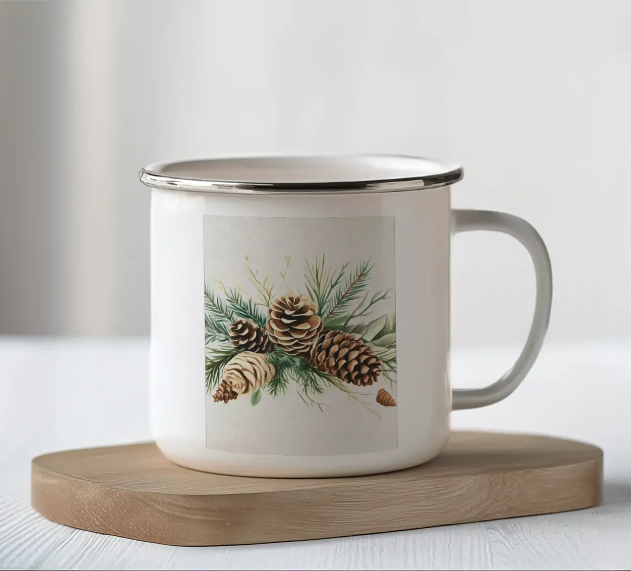 Pigne invernali con rami di abete tazza in smalto da Christmas Vibes 2025