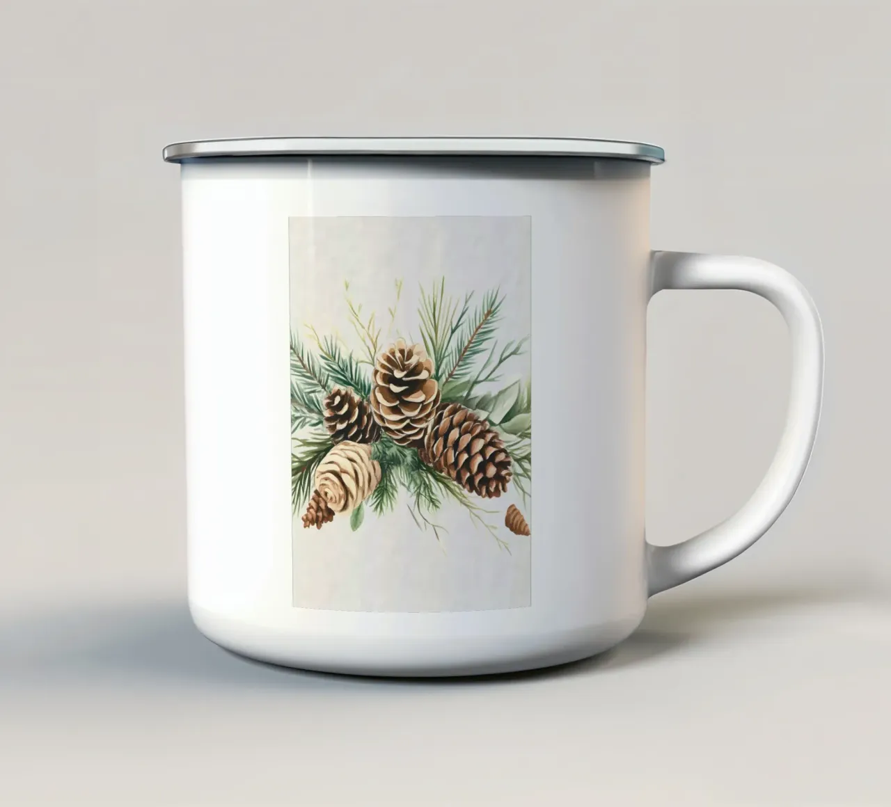 Pigne invernali con rami di abete tazza in smalto da Christmas Vibes 2025