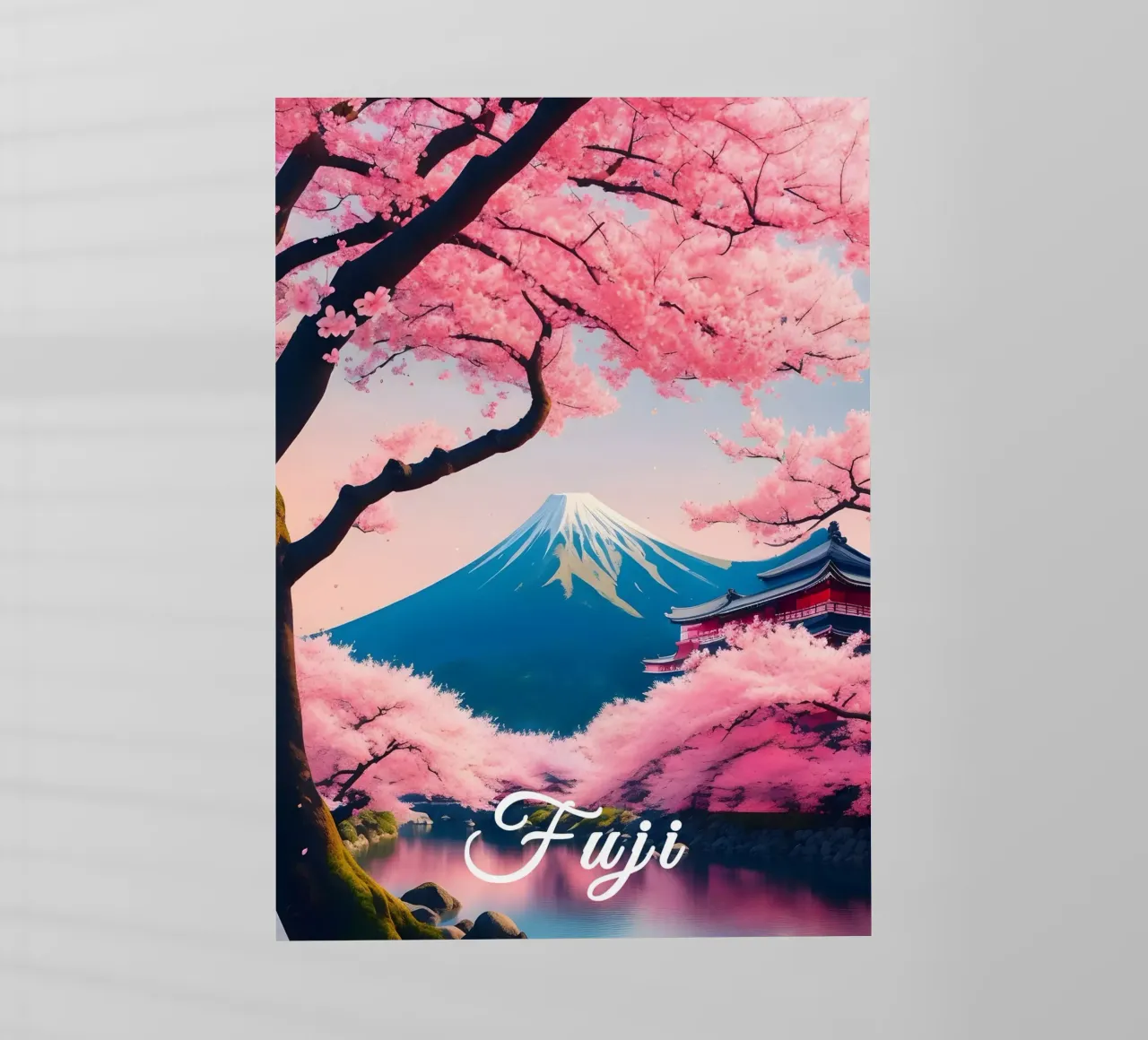 Fuji Giappone Scena di ciliegi in fiore pellicola backlit da Charnwood Prints
