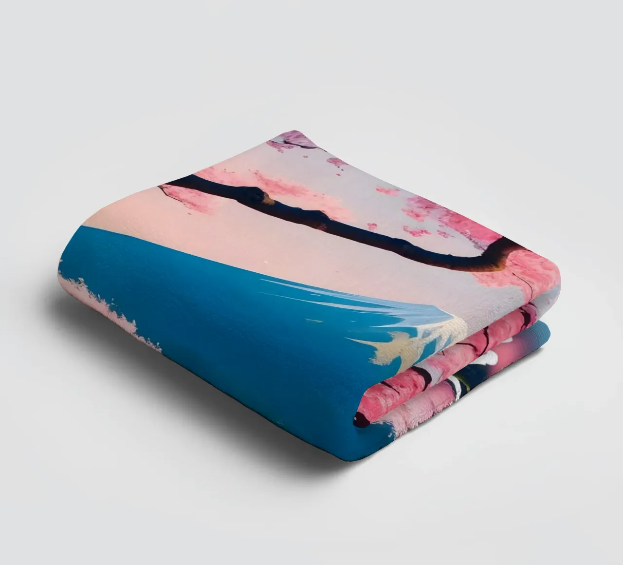 Fuji Giappone Scena di ciliegi in fiore asciugamano da bagno da Charnwood Prints