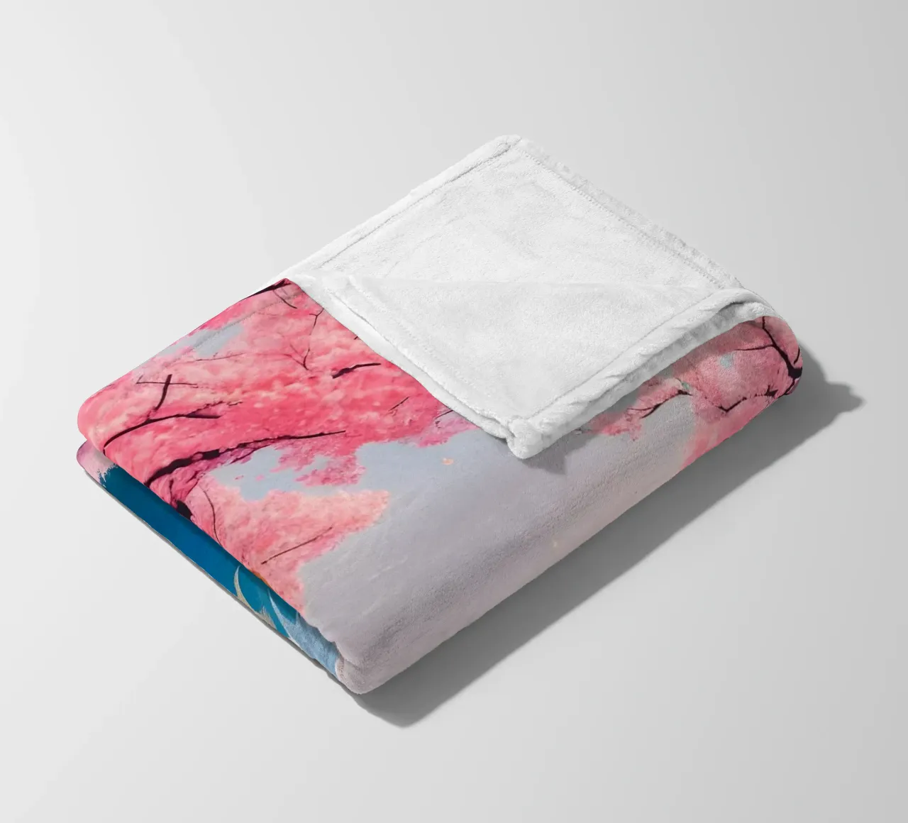 Fuji Giappone Scena di ciliegi in fiore coperta in pile da Charnwood Prints