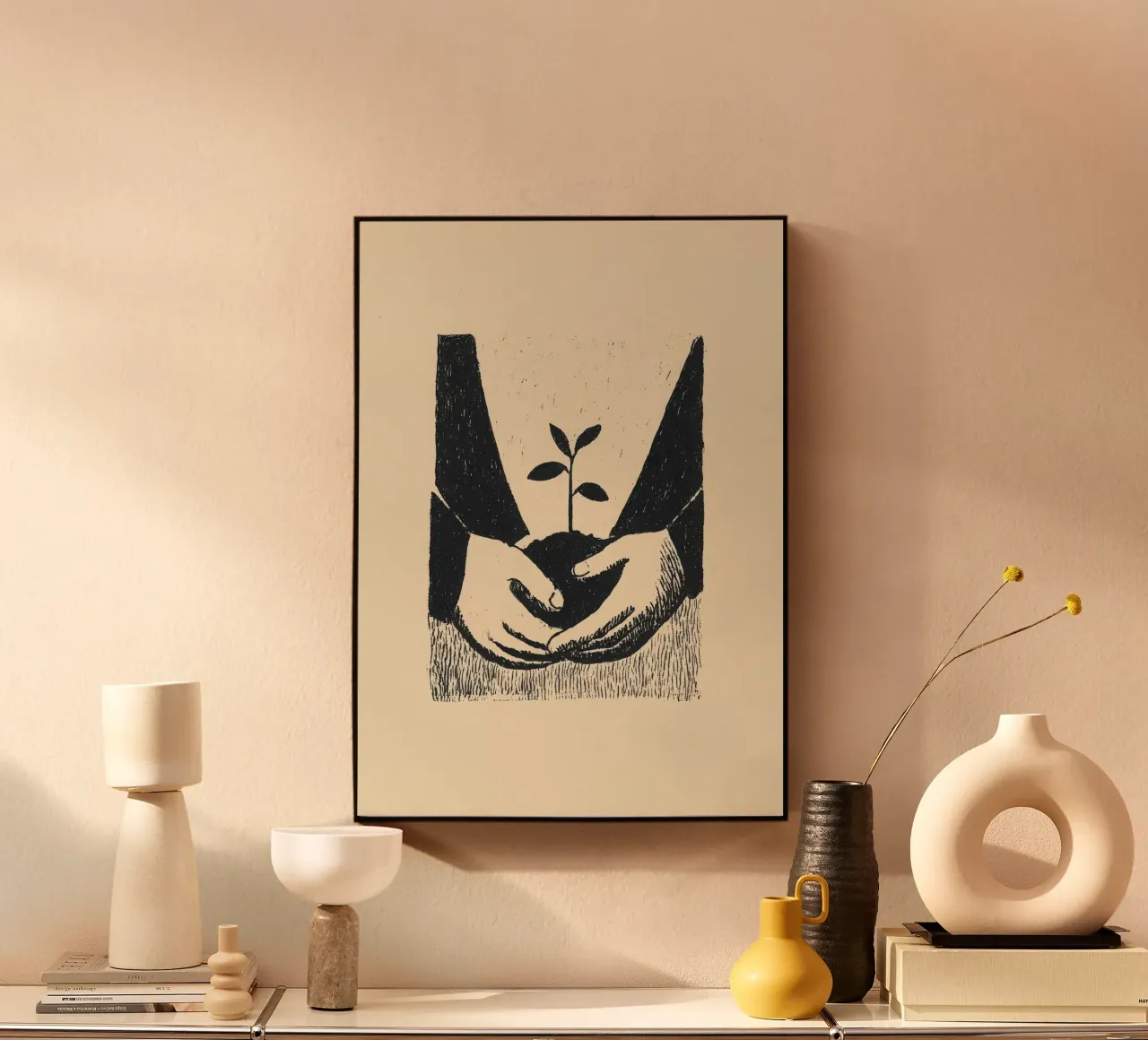 Hands and plant plexiglass da Line & Perception