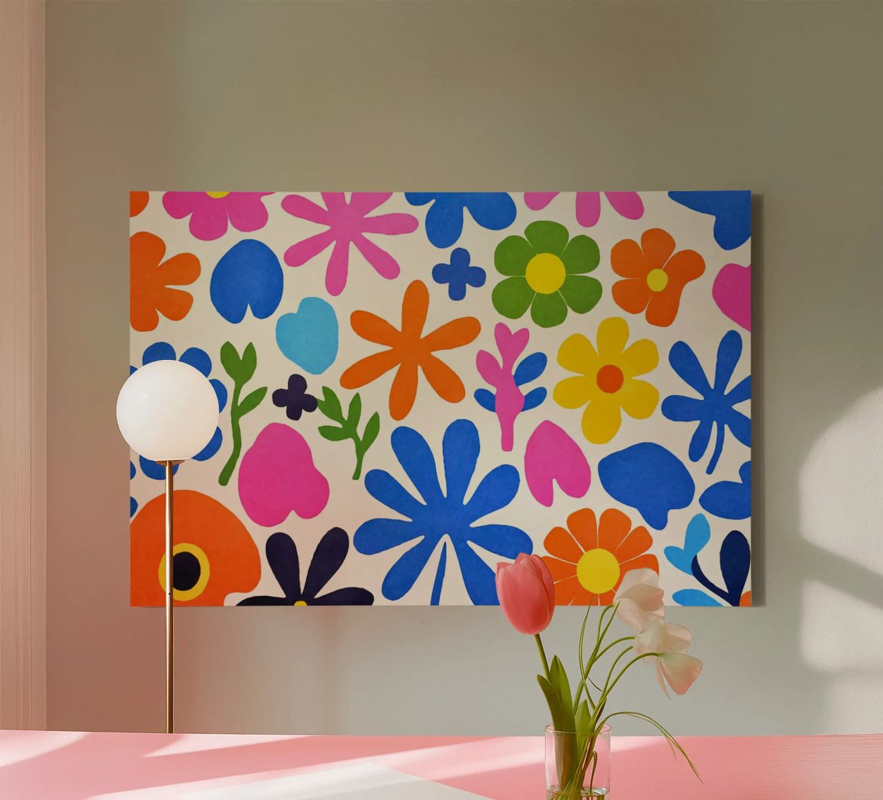 Fiori colorati retrò Groovy Matisse tela da Andrea Haase Modern Home