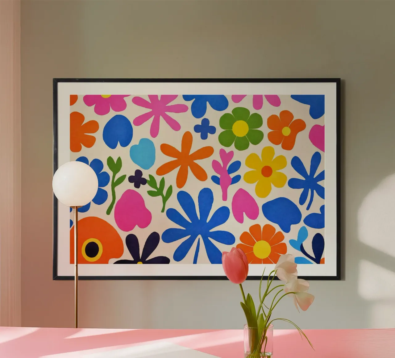 Fiori colorati retrò Groovy Matisse carta hahnemühle da Andrea Haase Modern Home