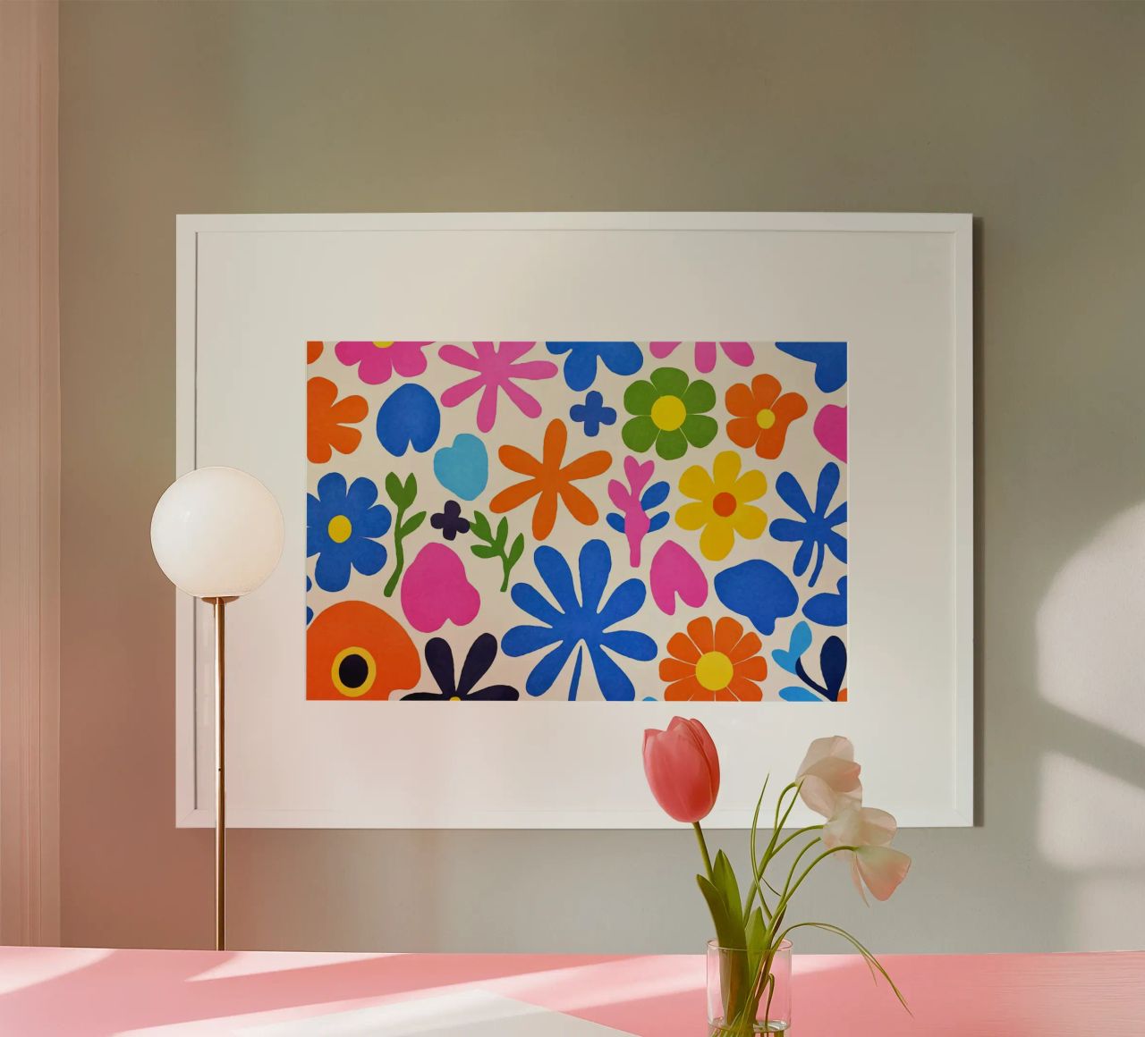 Fiori colorati retrò Groovy Matisse carta hahnemühle da Andrea Haase Modern Home