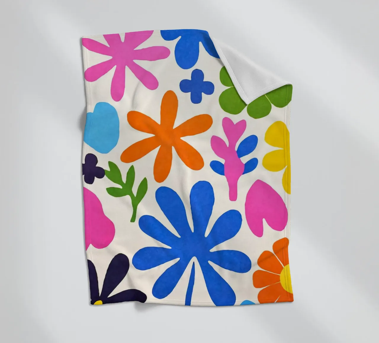 Colorful Retro Groovy Matisse Flowers fleece blanket by Andrea Haase Modern Home