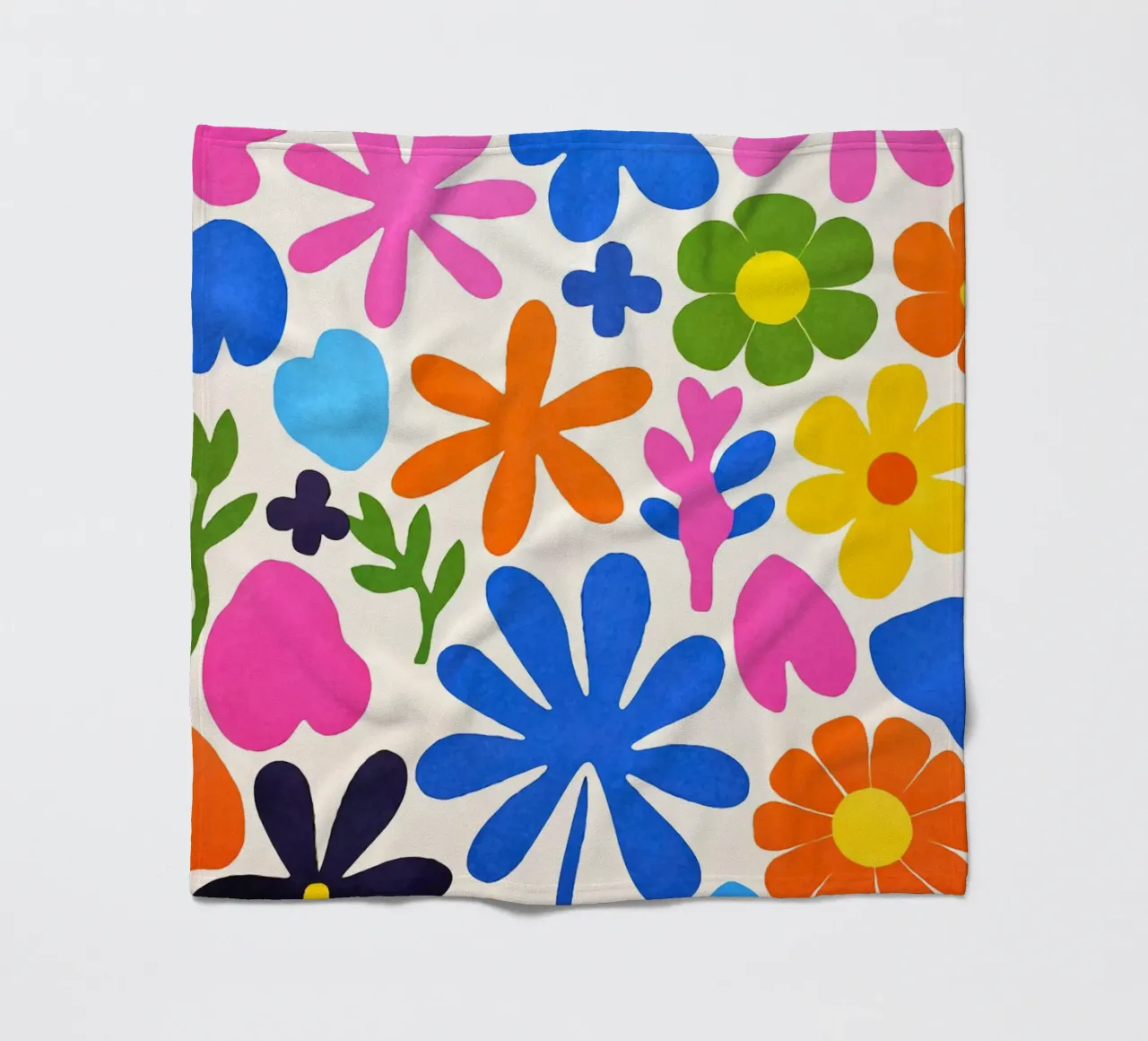 Colorful Retro Groovy Matisse Flowers fleece blanket by Andrea Haase Modern Home