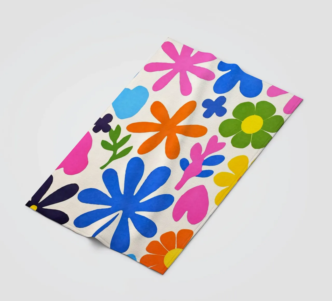 Colorful Retro Groovy Matisse Flowers fleece blanket by Andrea Haase Modern Home