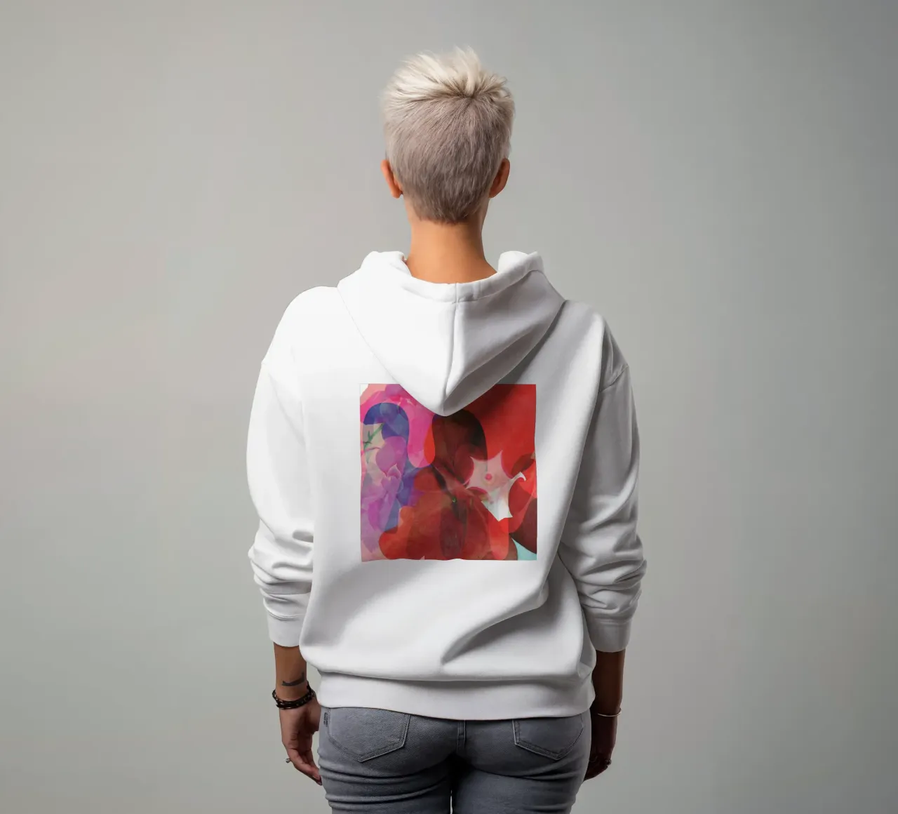 Red Abstract Shapes felpa con cappuccio da Shapes and Flowers